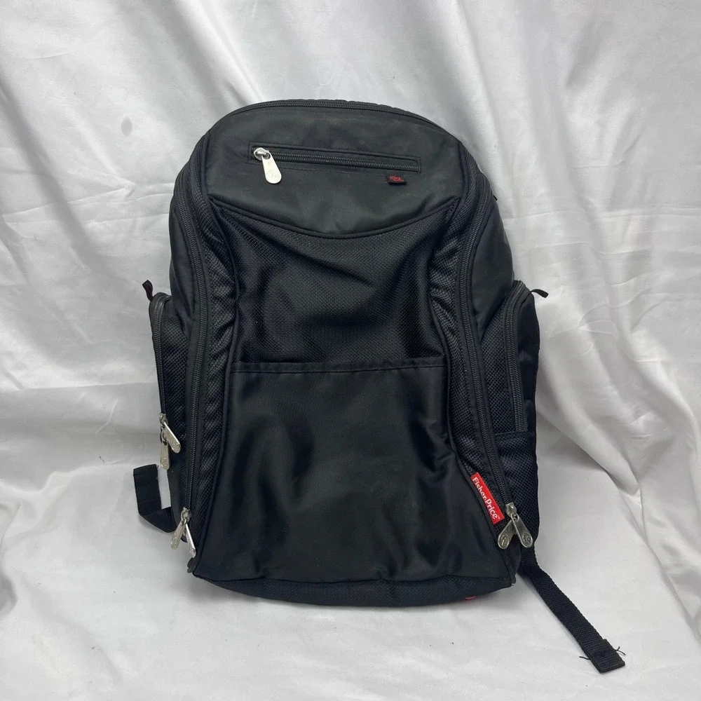 Fisher Price Diaper Bag Travel Organizer Black Red Geometric Backpack